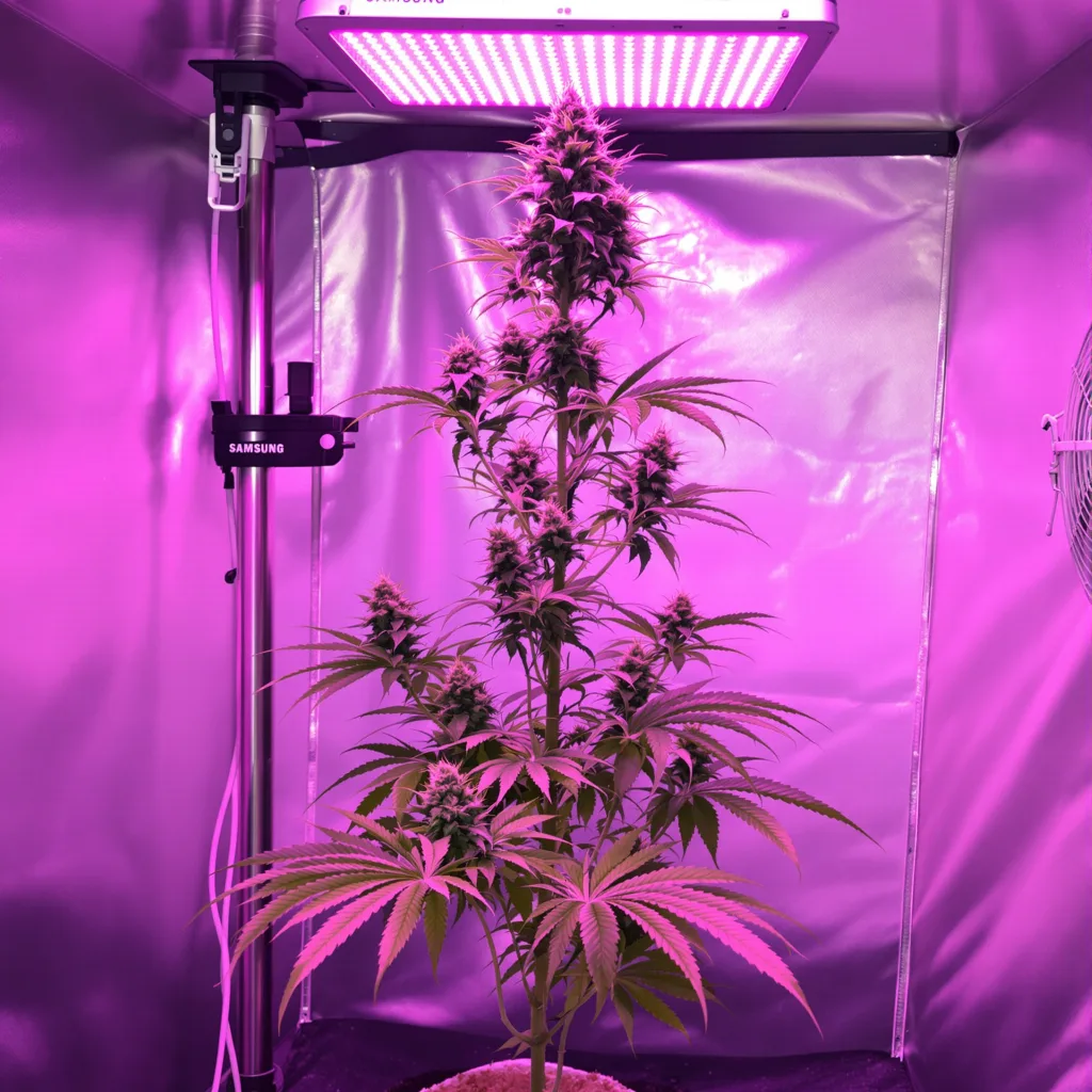 Arctic Sun 24% indica / 76% sativa flower with visible trichomes