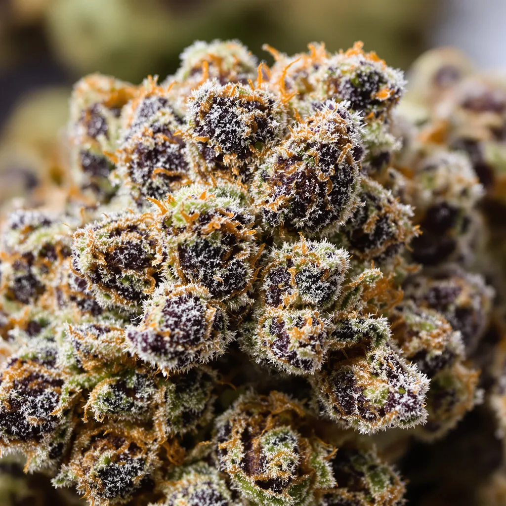 Aspen OG cannabis bud close-up showing dense purple-tinged calyxes