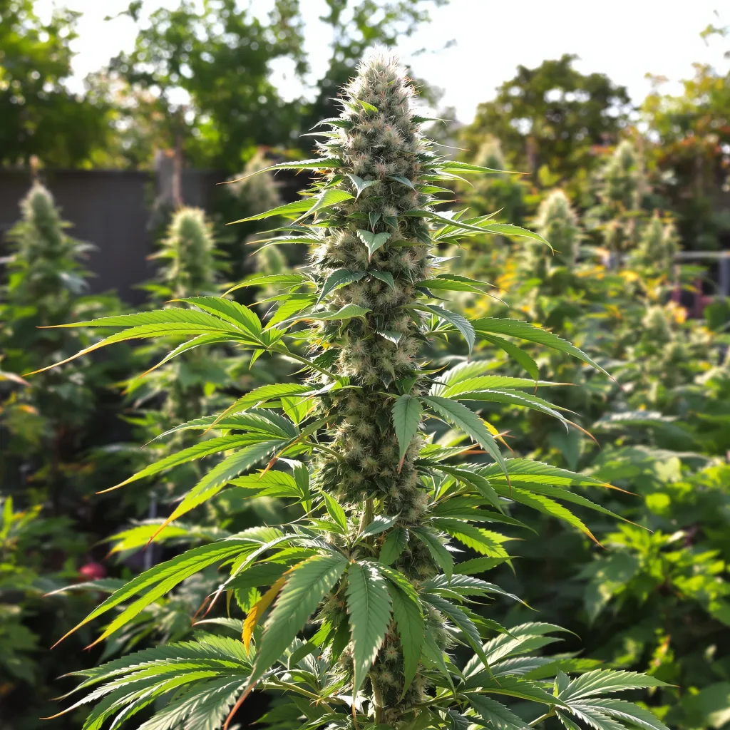 Aurora Borealis 49% indica / 51% sativa flower with visible trichomes
