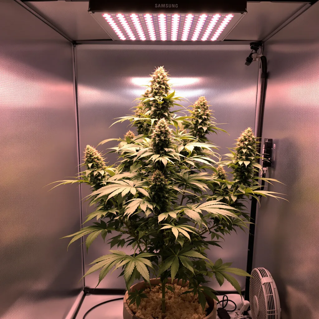 Aurora 76% indica / 24% sativa flower with visible trichomes