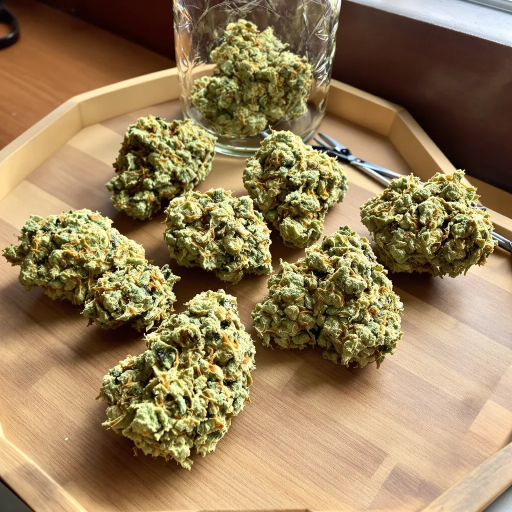 Avidekel CBD 80% indica / 20% sativa flower with visible trichomes