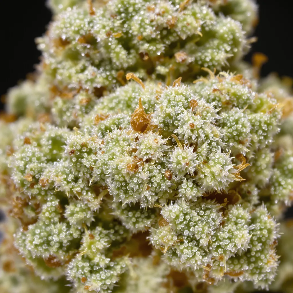 Avidekel CBD cannabis bud close-up showing pale-green low-resin flower