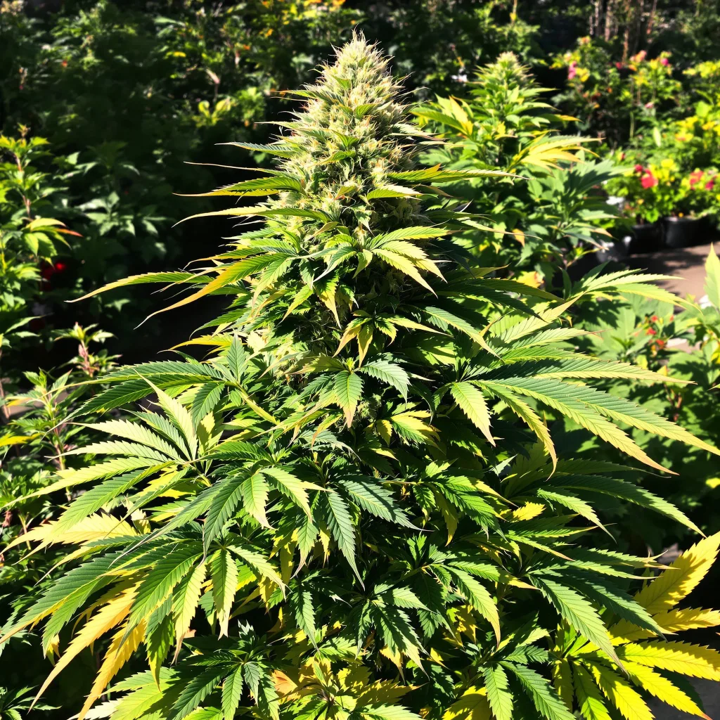 Ayahuasca Purple 73% indica / 27% sativa flower with visible trichomes