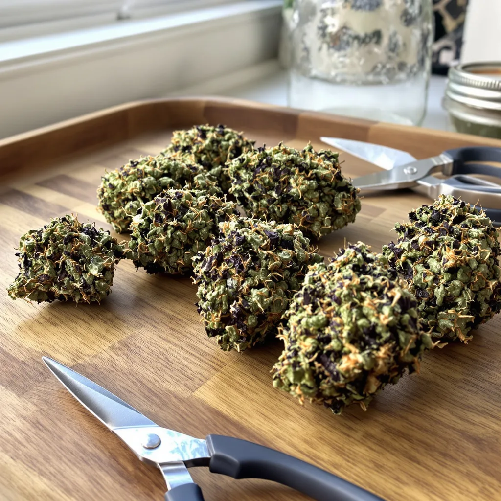Badazz Rolex 77% indica / 23% sativa flower with visible trichomes