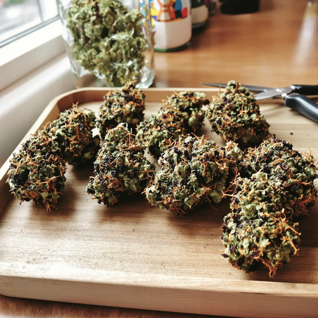 Baked Apple 87% indica / 13% sativa flower with visible trichomes