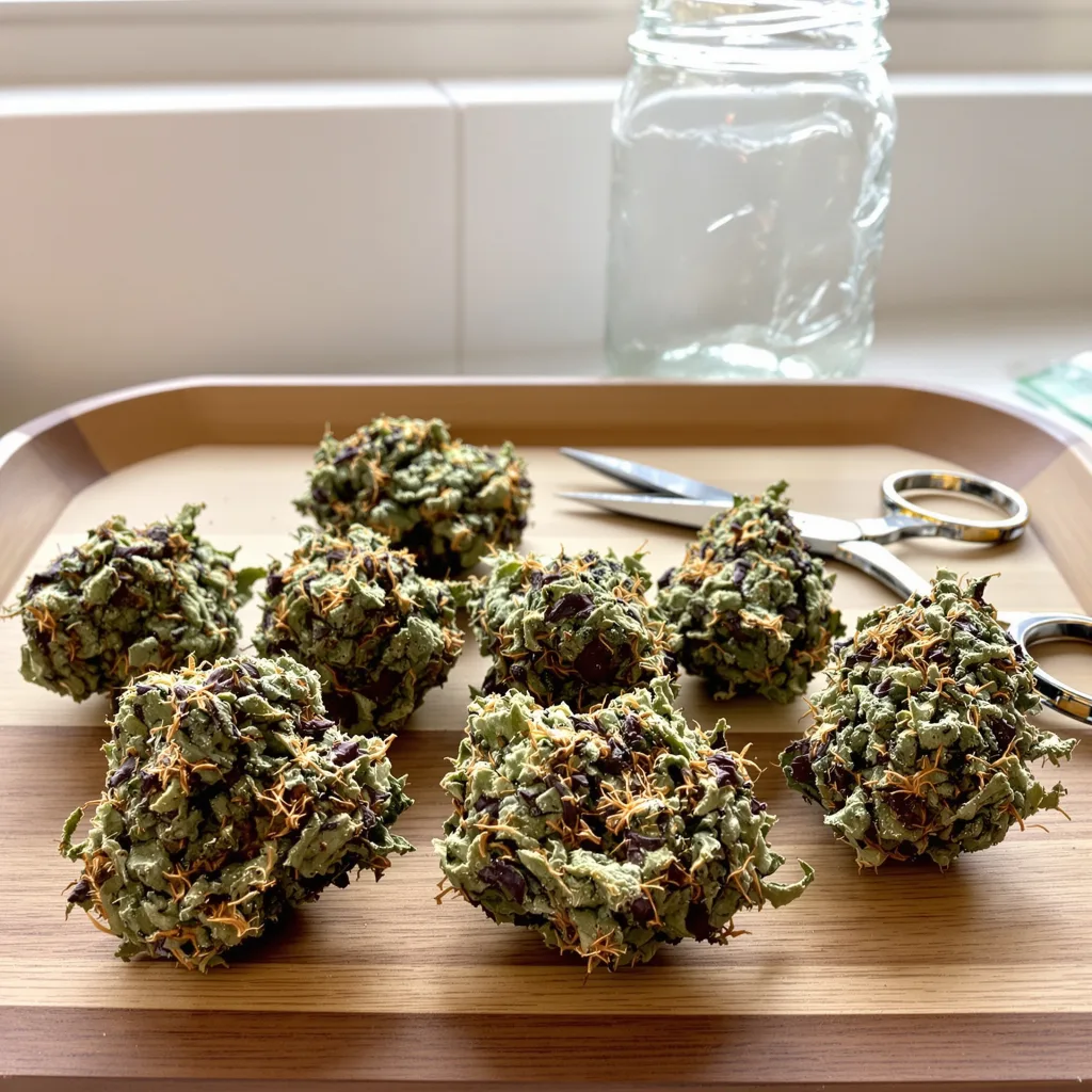 Bakerstreet 87% indica / 13% sativa flower with visible trichomes