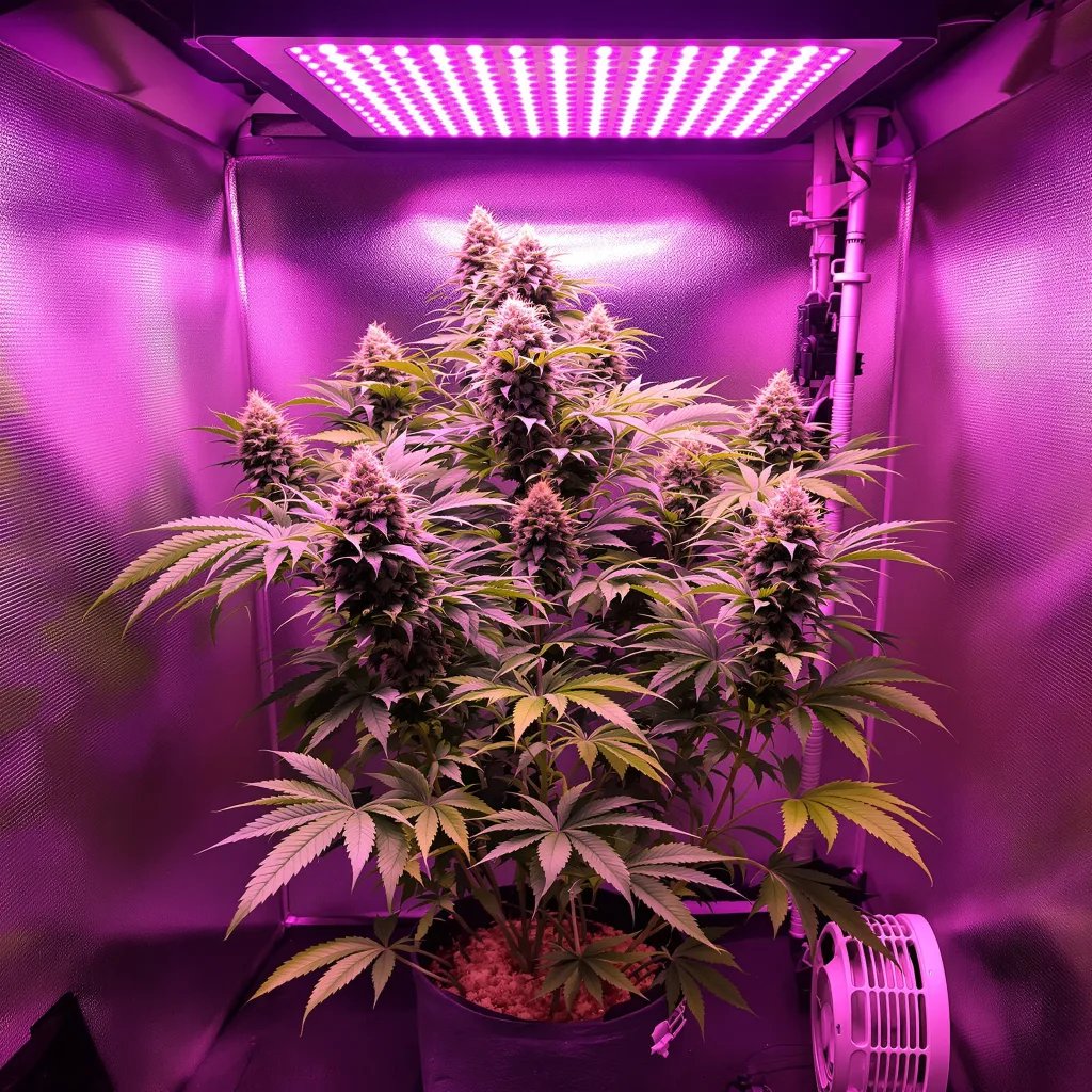 Banana Kush 76% indica / 24% sativa flower with visible trichomes
