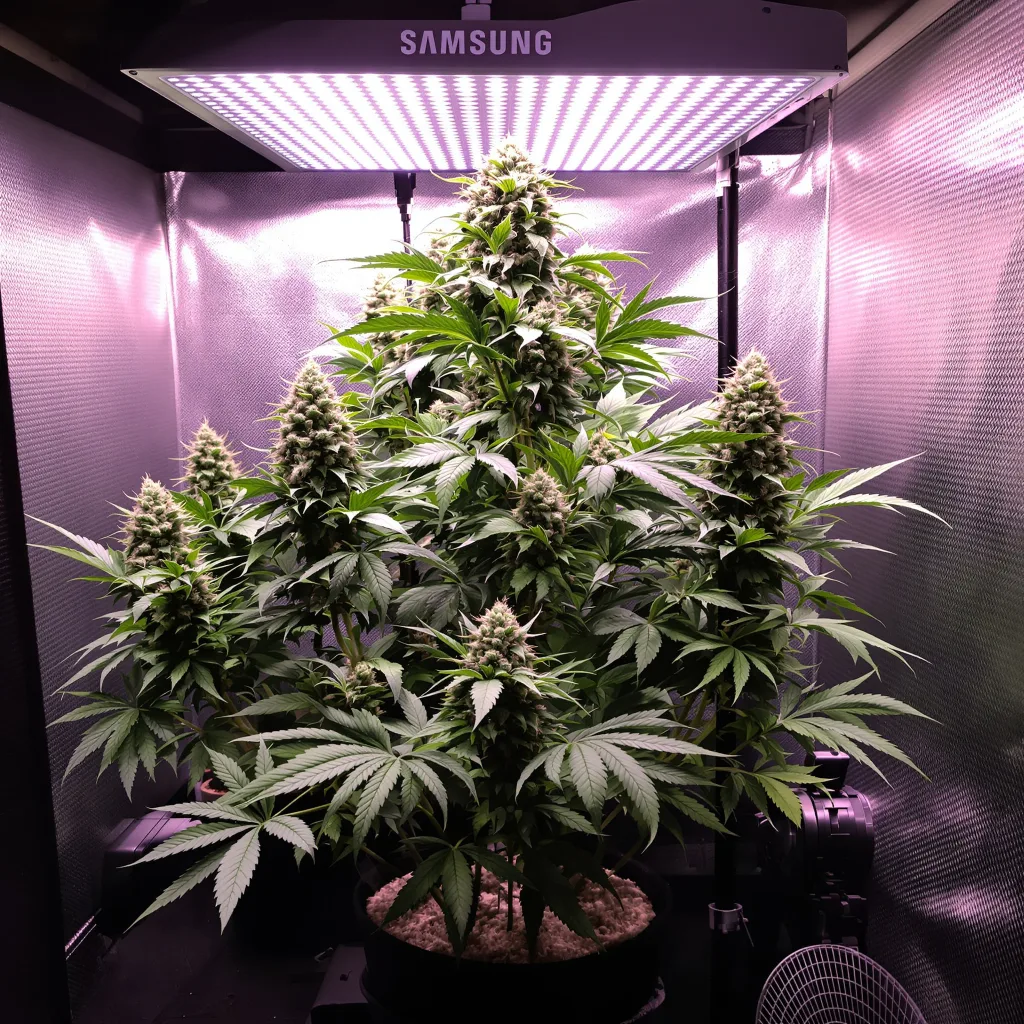 Banana OG 76% indica / 24% sativa flower with visible trichomes