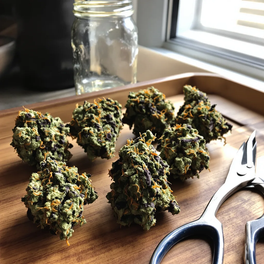 Barbara Bud 69% indica / 31% sativa flower with visible trichomes