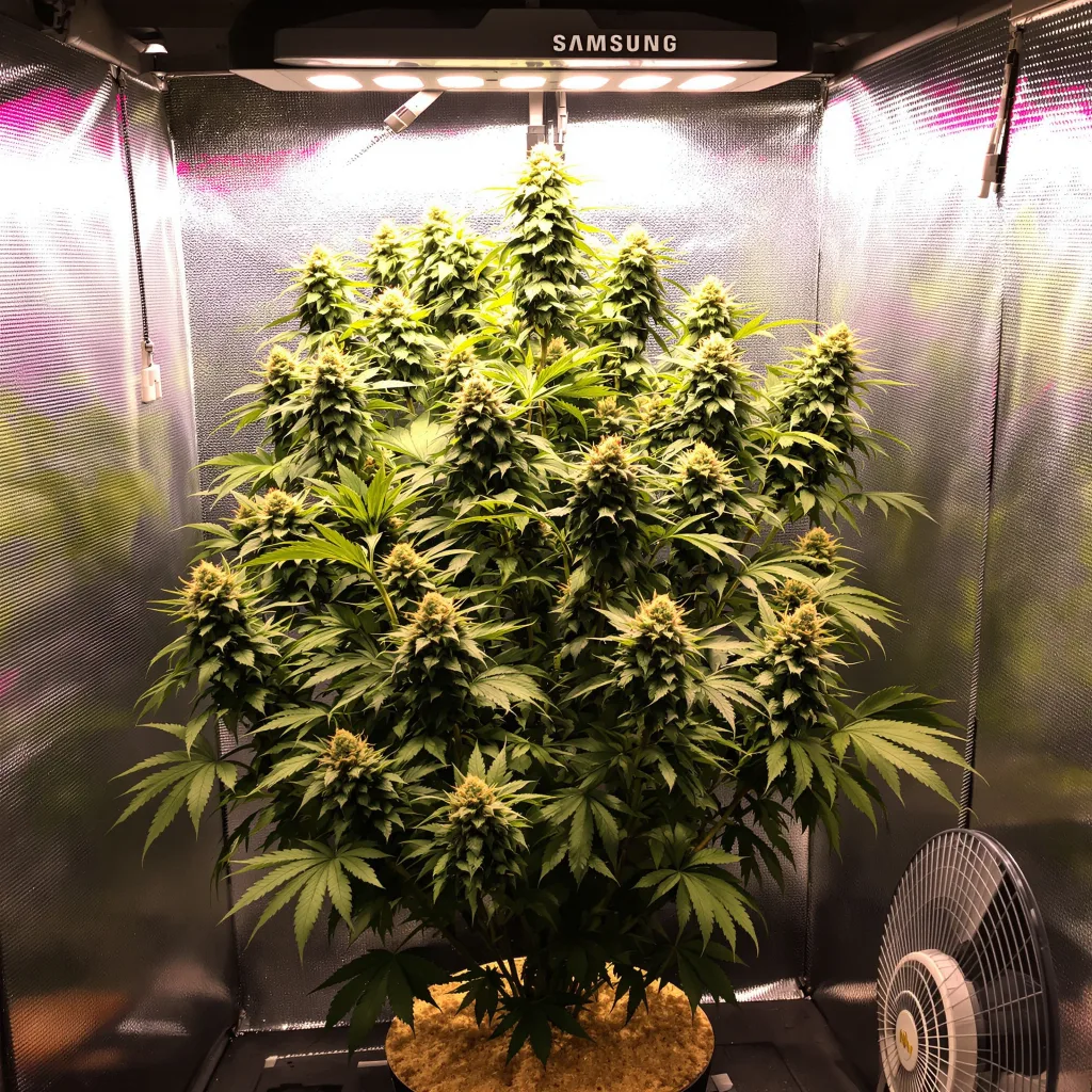 Bay 11 50% indica / 50% sativa flower with visible trichomes