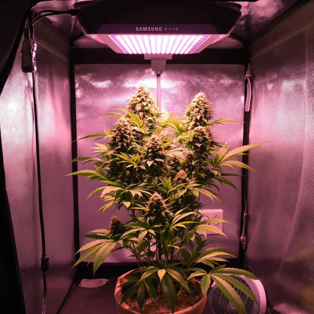 Berry White 73% indica / 27% sativa flower with visible trichomes