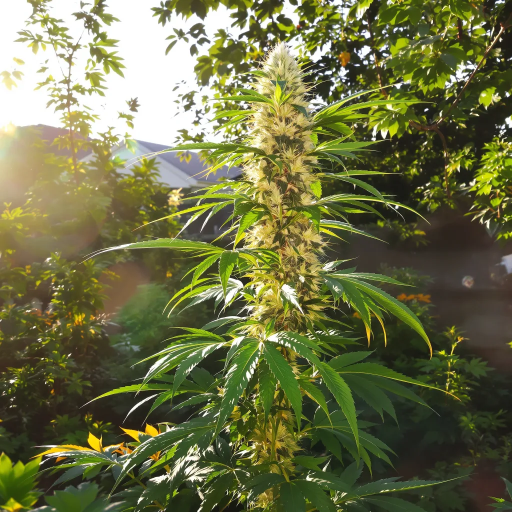 Bianca 14% indica / 86% sativa flower with visible trichomes