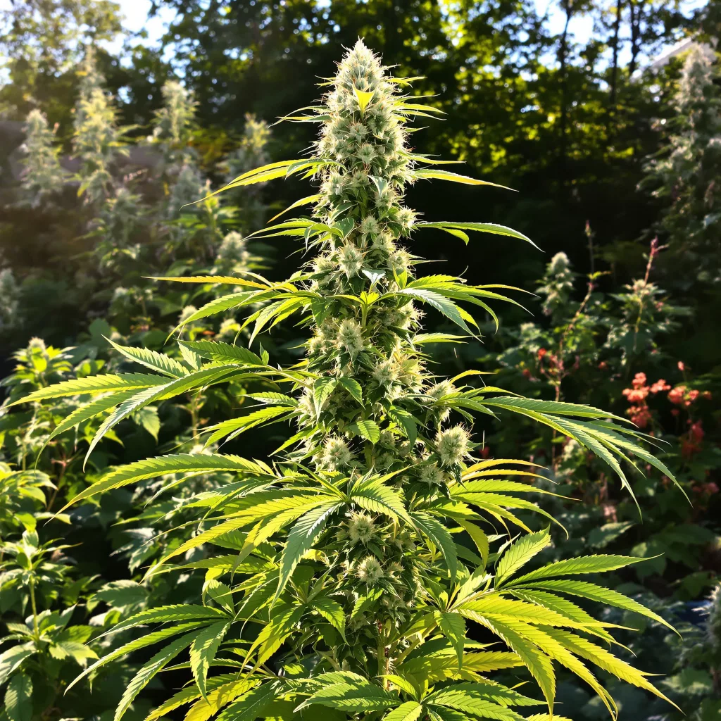 Big Band 37% indica / 63% sativa flower with visible trichomes