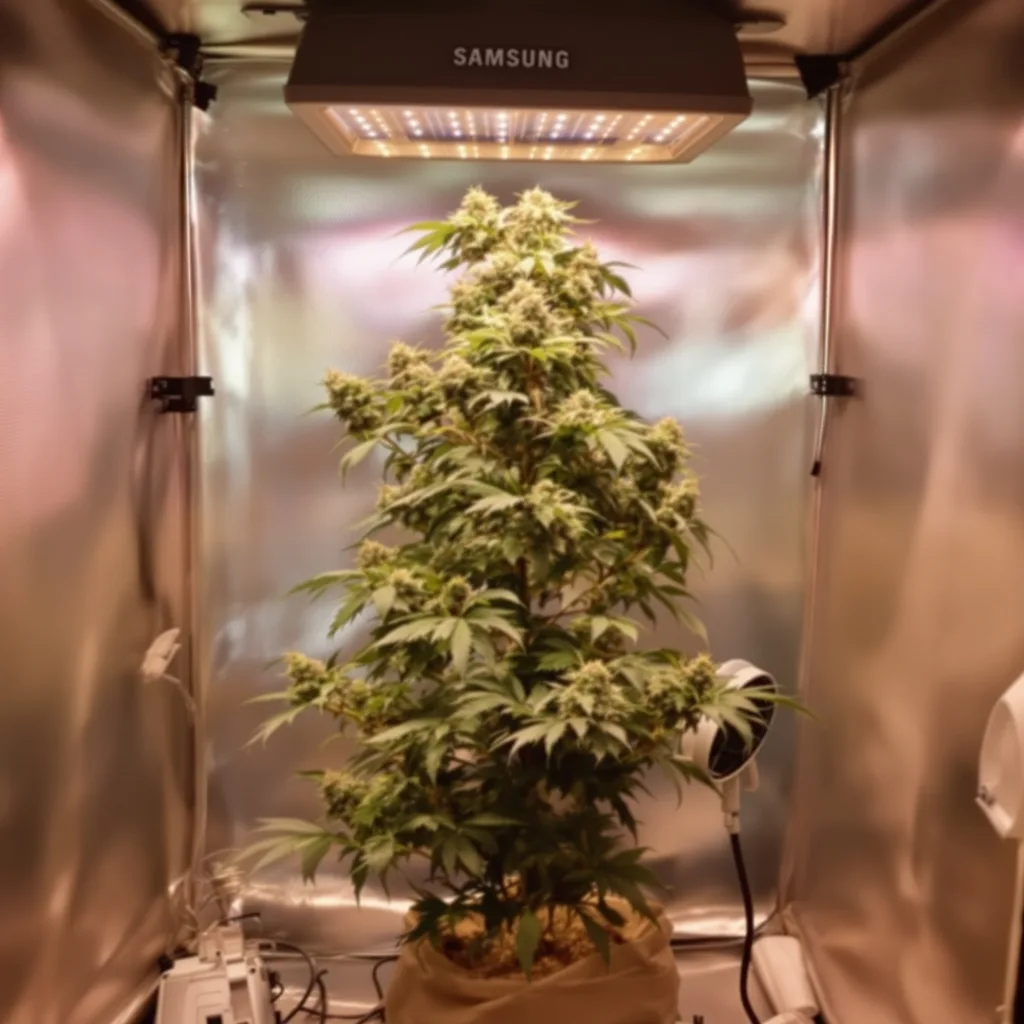 Big Bang 46% indica / 54% sativa flower with visible trichomes