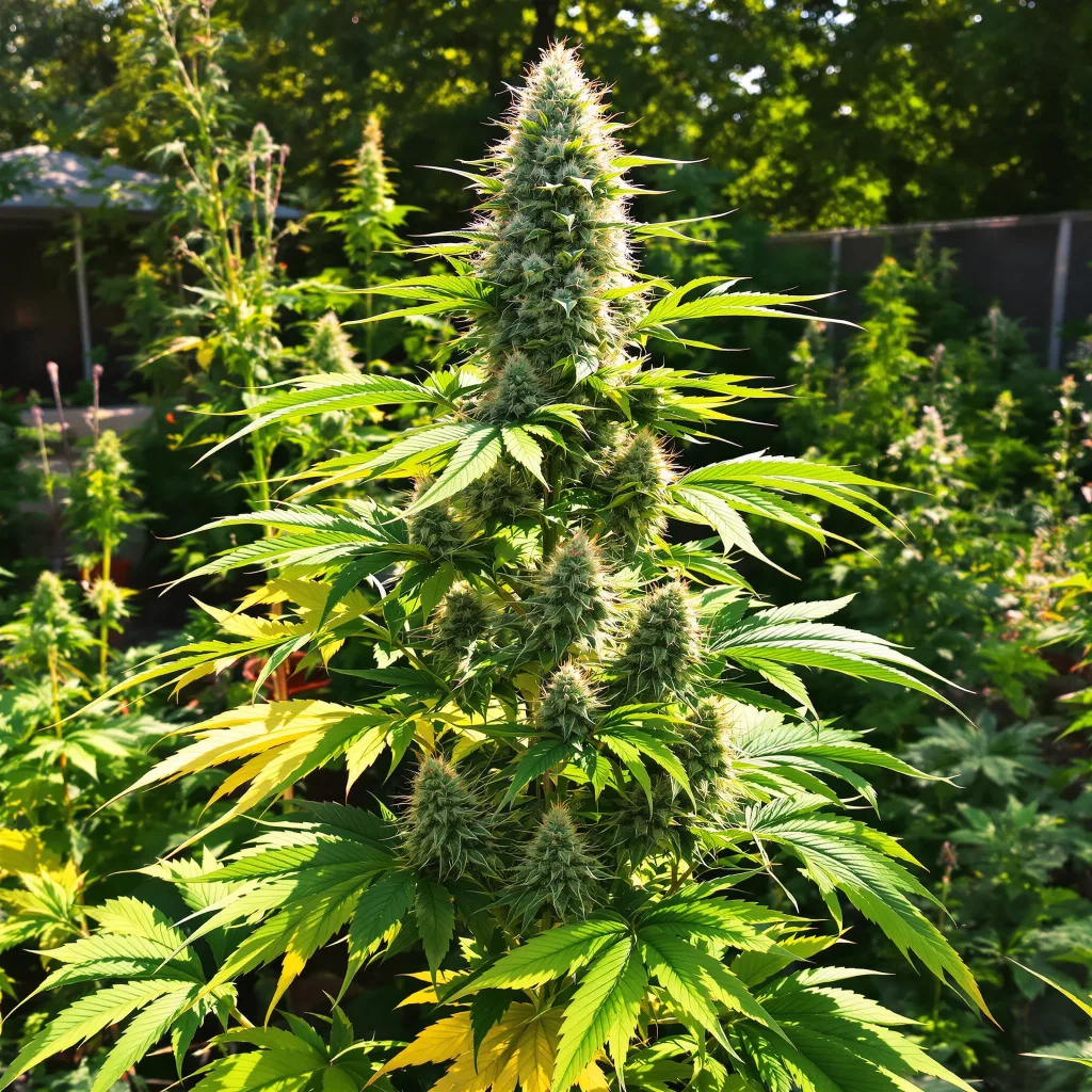 Big Bang 46% indica / 54% sativa flower with visible trichomes