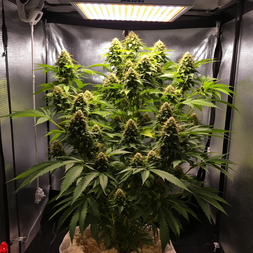 Big Blue 56% indica / 44% sativa flower with visible trichomes