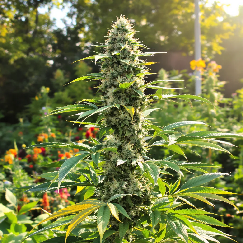 Big Blue 56% indica / 44% sativa flower with visible trichomes