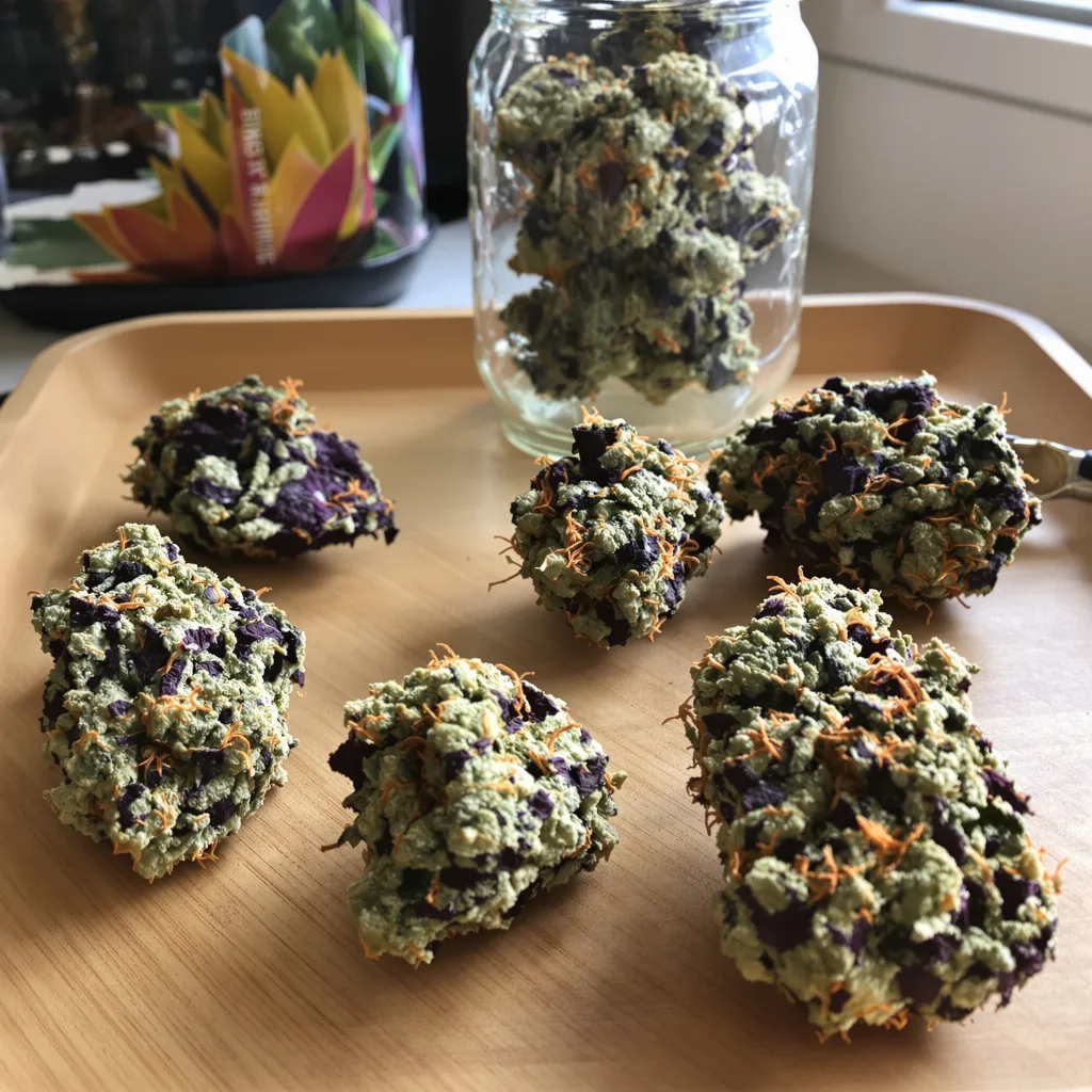 Big Bud 85% indica / 15% sativa flower with visible trichomes