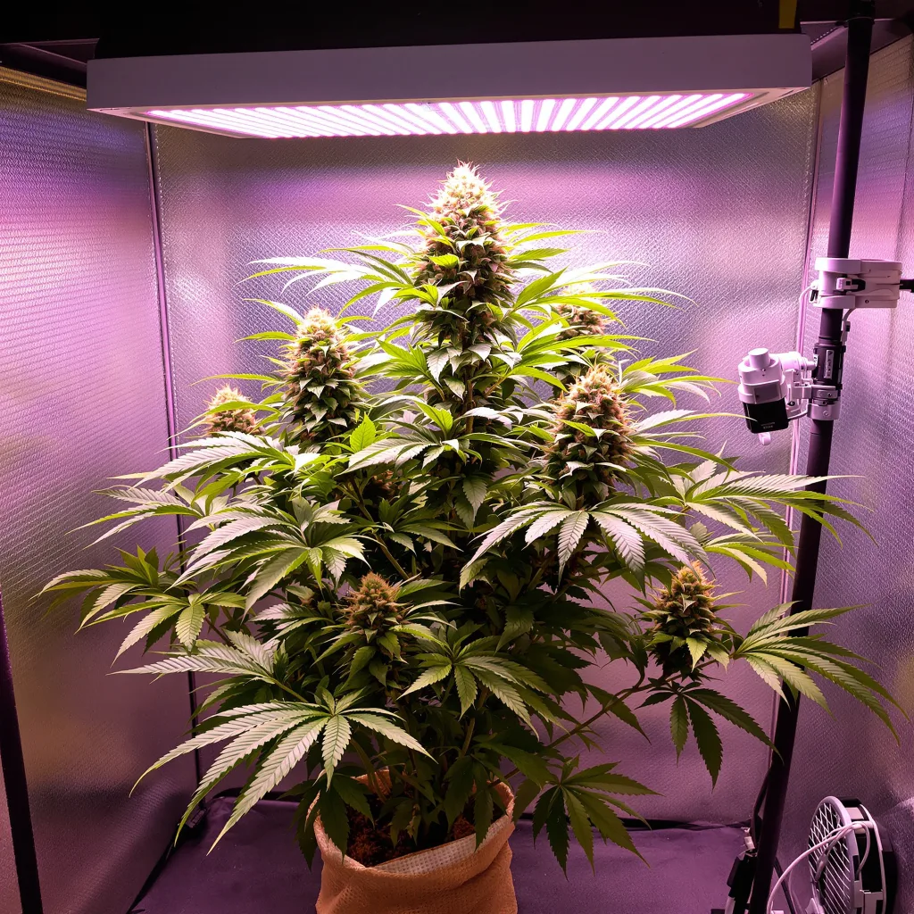 Big Bud 85% indica / 15% sativa flower with visible trichomes