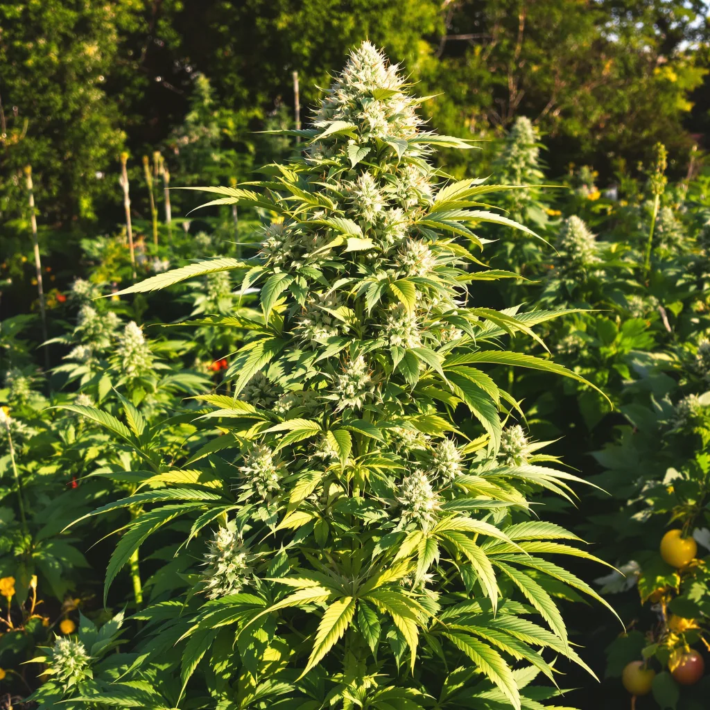 Big Buddha Cheese 60% indica / 40% sativa flower with visible trichomes