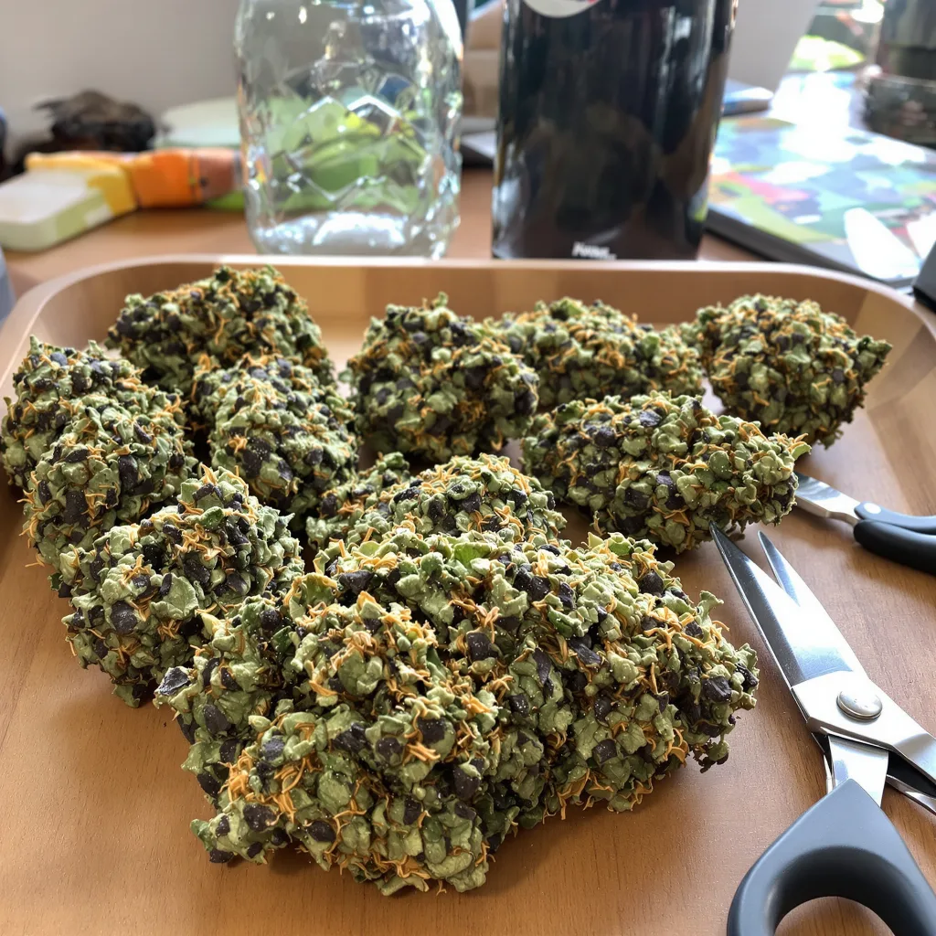 Big Cheese 84% indica / 16% sativa flower with visible trichomes