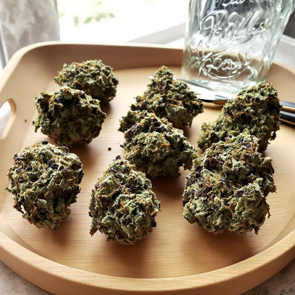 Big Cheese 84% indica / 16% sativa flower with visible trichomes