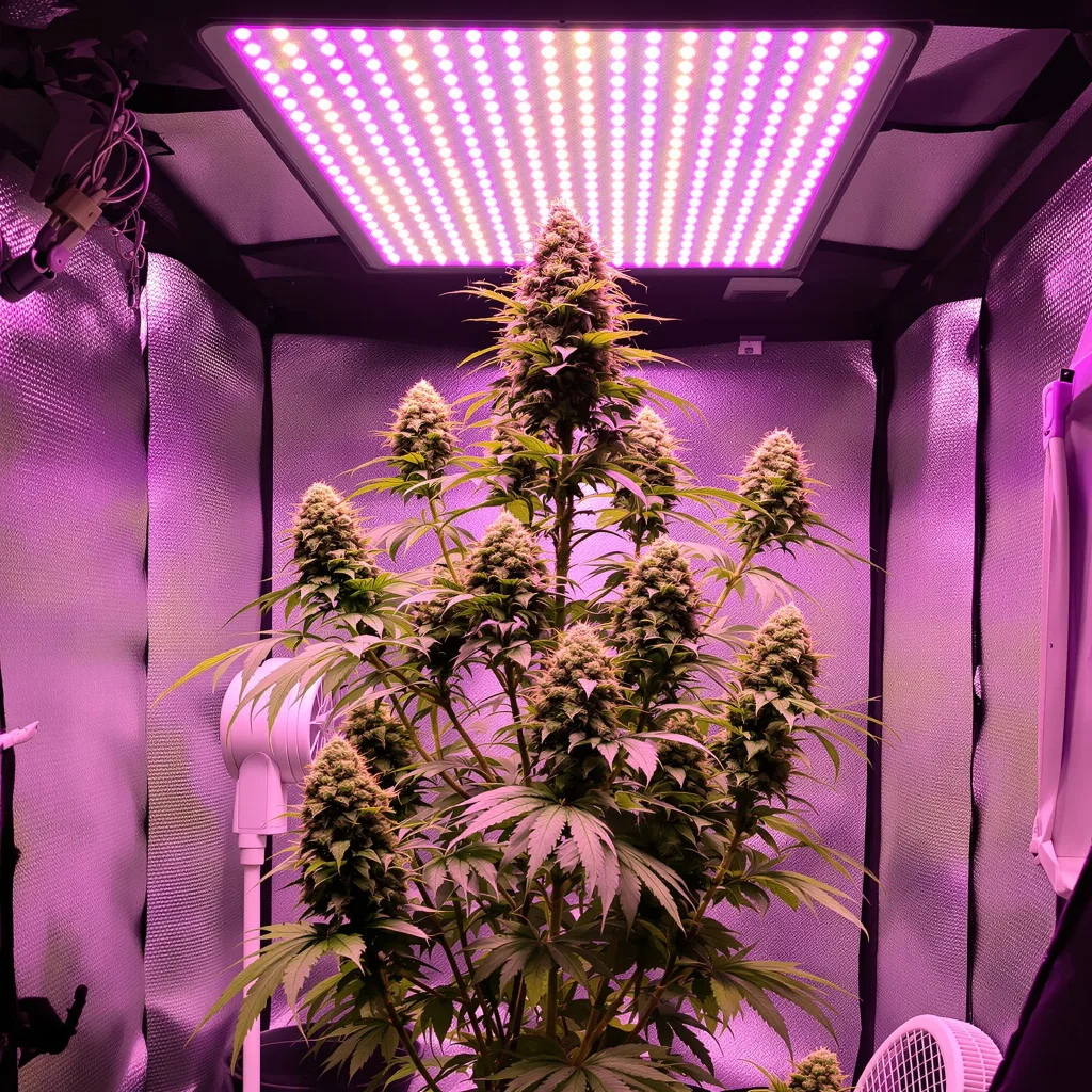 Big Devil 44% indica / 56% sativa flower with visible trichomes