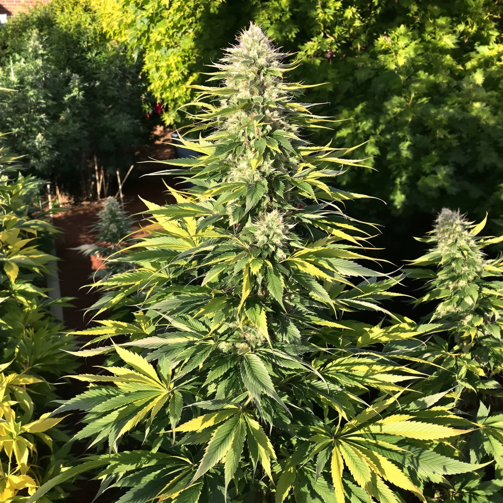 Big Devil 44% indica / 56% sativa flower with visible trichomes