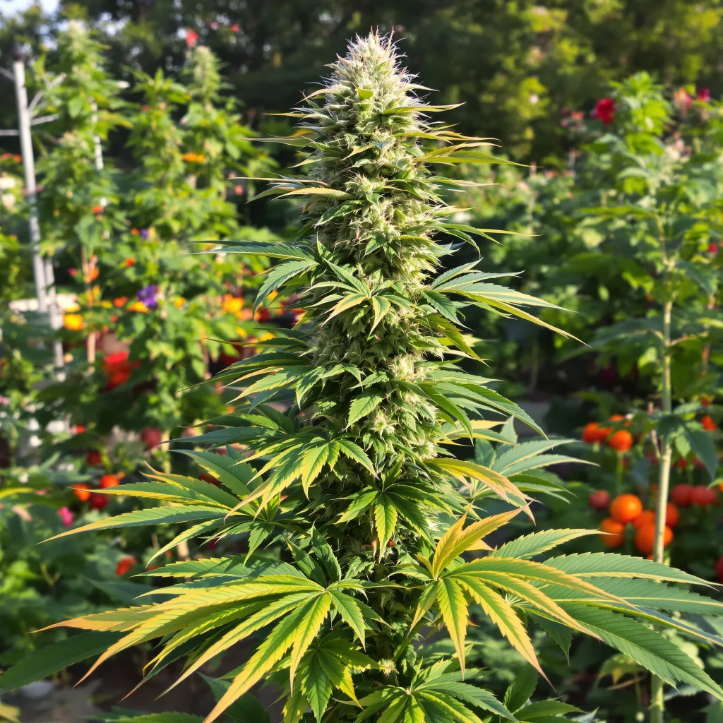 Big Devil 44% indica / 56% sativa flower with visible trichomes
