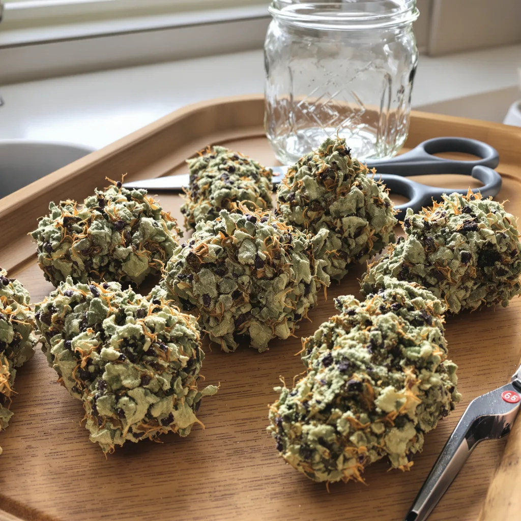Big Kush 35% indica / 65% sativa flower with visible trichomes
