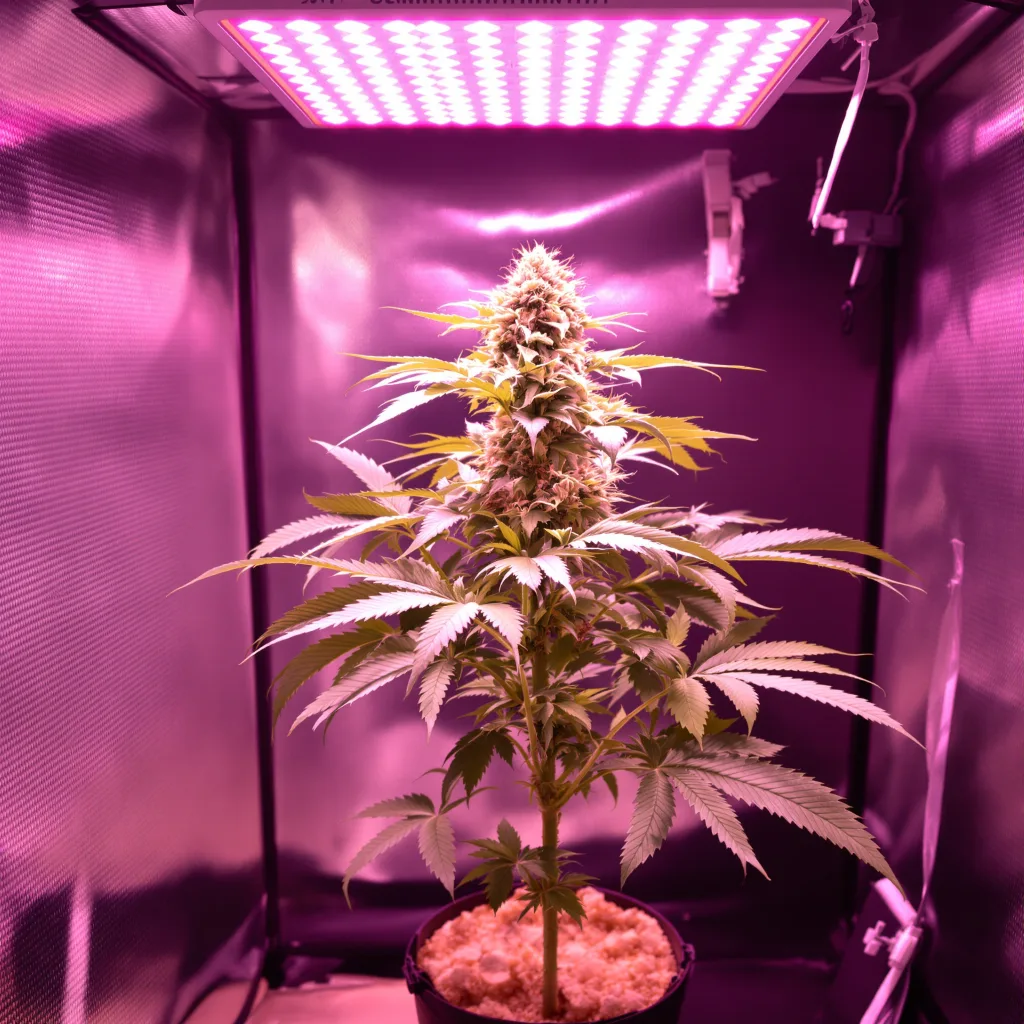 Biscotti 80% indica / 20% sativa flower with visible trichomes