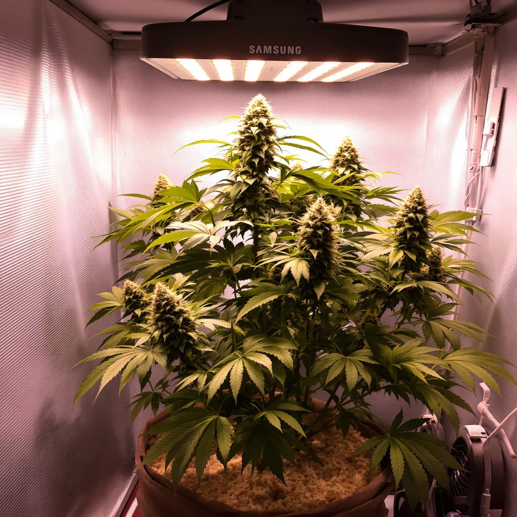 Black Bubba 69% indica / 31% sativa flower with visible trichomes