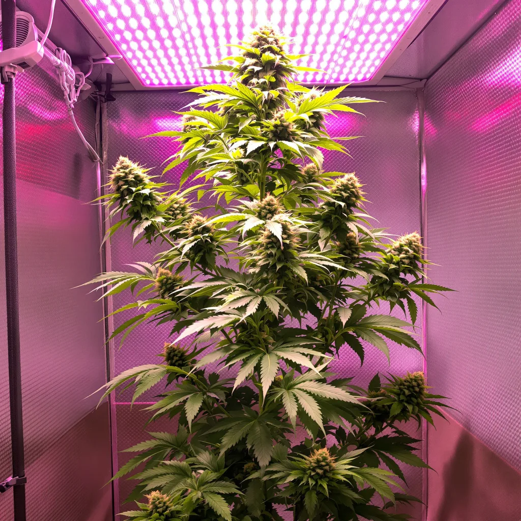 Black Jack 20% indica / 80% sativa flower with visible trichomes