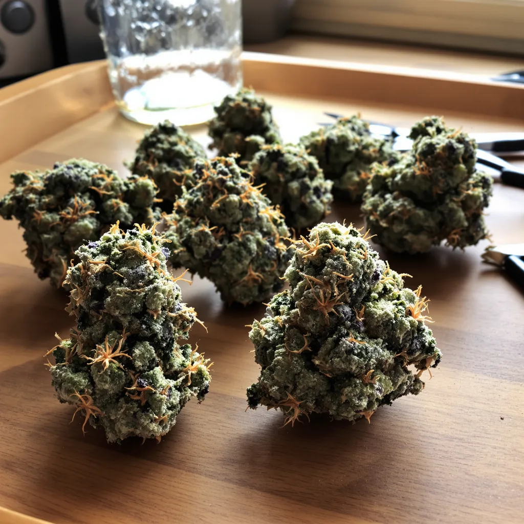 Black Mamba 60% indica / 40% sativa flower with visible trichomes