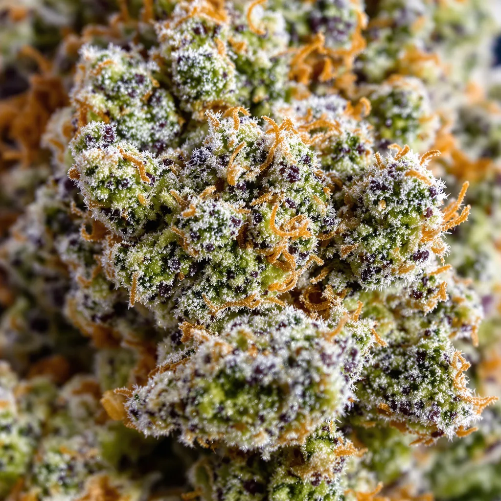 Black Mamba cannabis bud close-up showing dense forest-green nugs