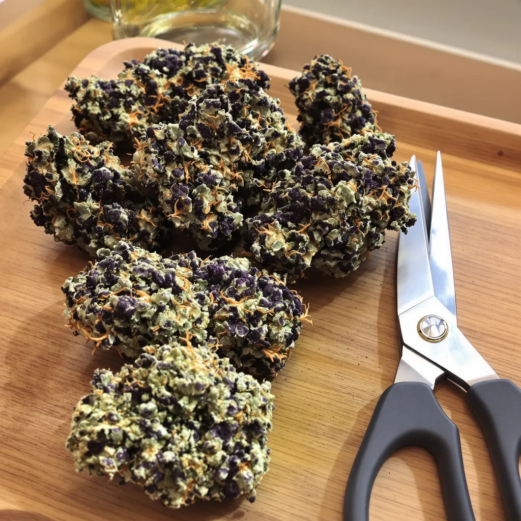 Black Rose 73% indica / 27% sativa flower with visible trichomes