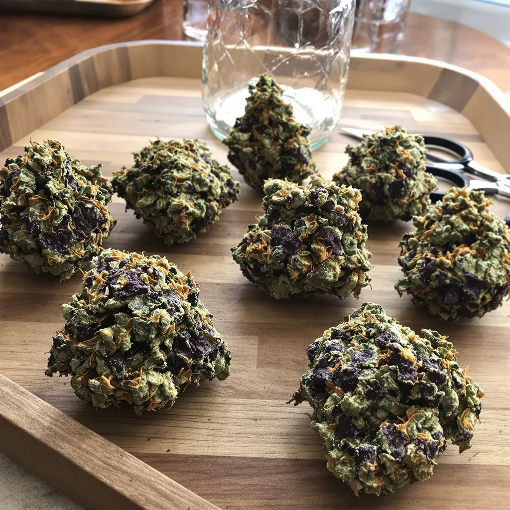 Blackberry Bubble 86% indica / 14% sativa flower with visible trichomes