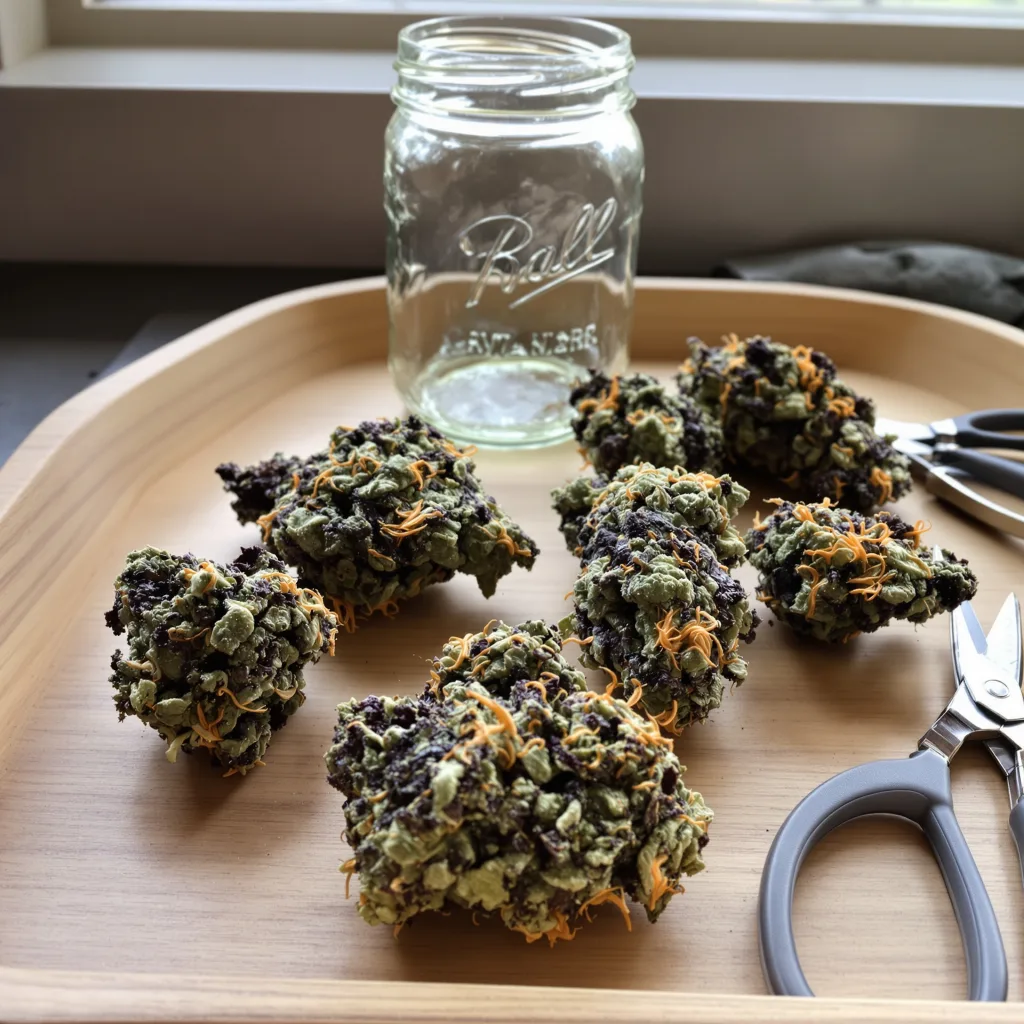 Blackberry 72% indica / 28% sativa flower with visible trichomes