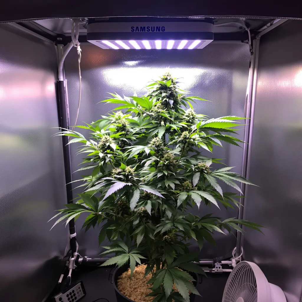 Blackberry 72% indica / 28% sativa flower with visible trichomes