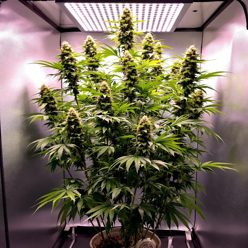 Blob OG 21% indica / 79% sativa flower with visible trichomes
