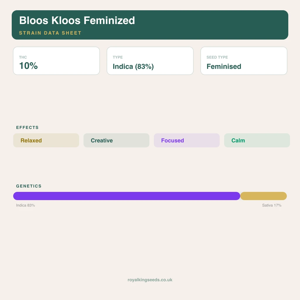 Bloos Kloos 83% indica / 17% sativa flower with visible trichomes
