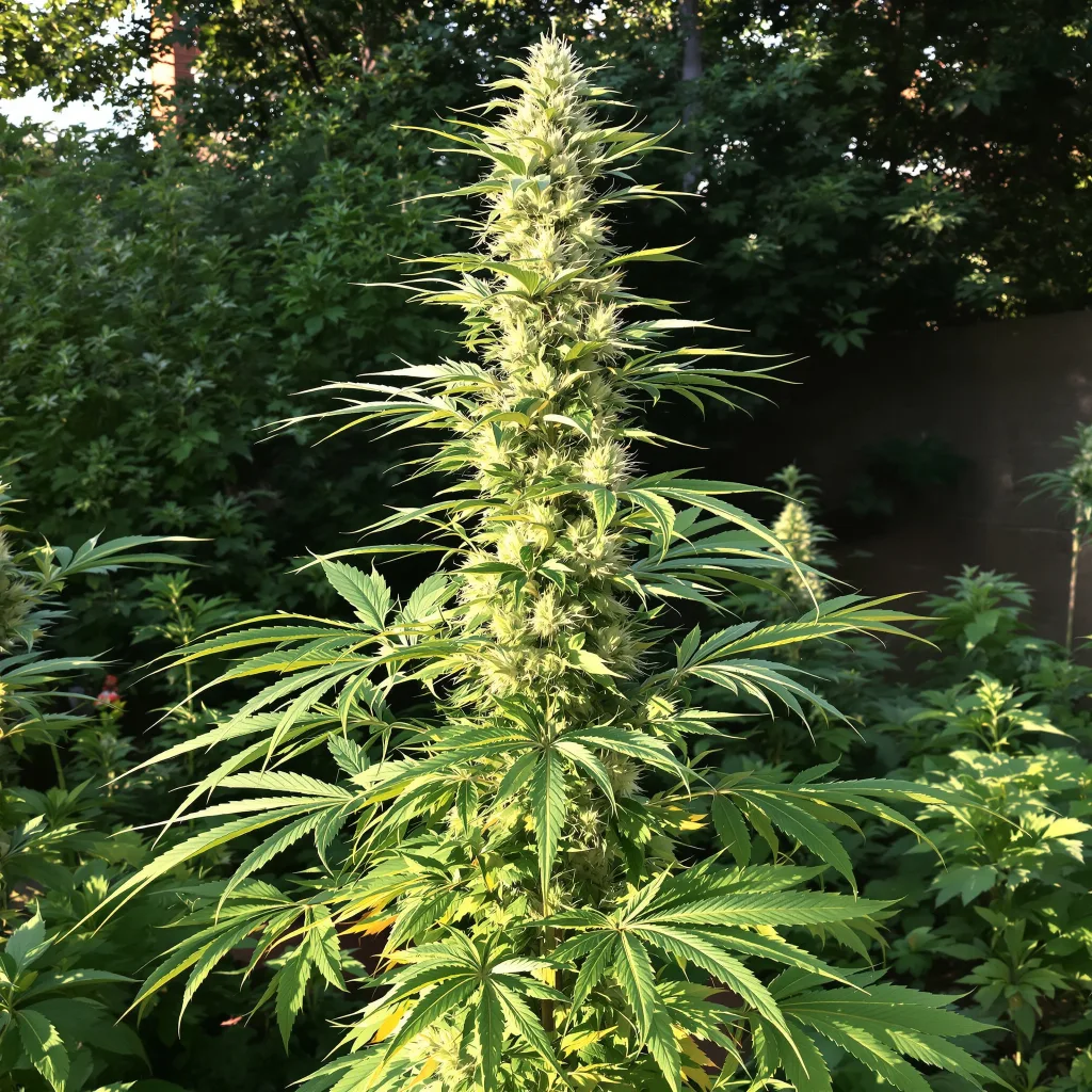 Blue Amnesia 10% indica / 90% sativa flower with visible trichomes