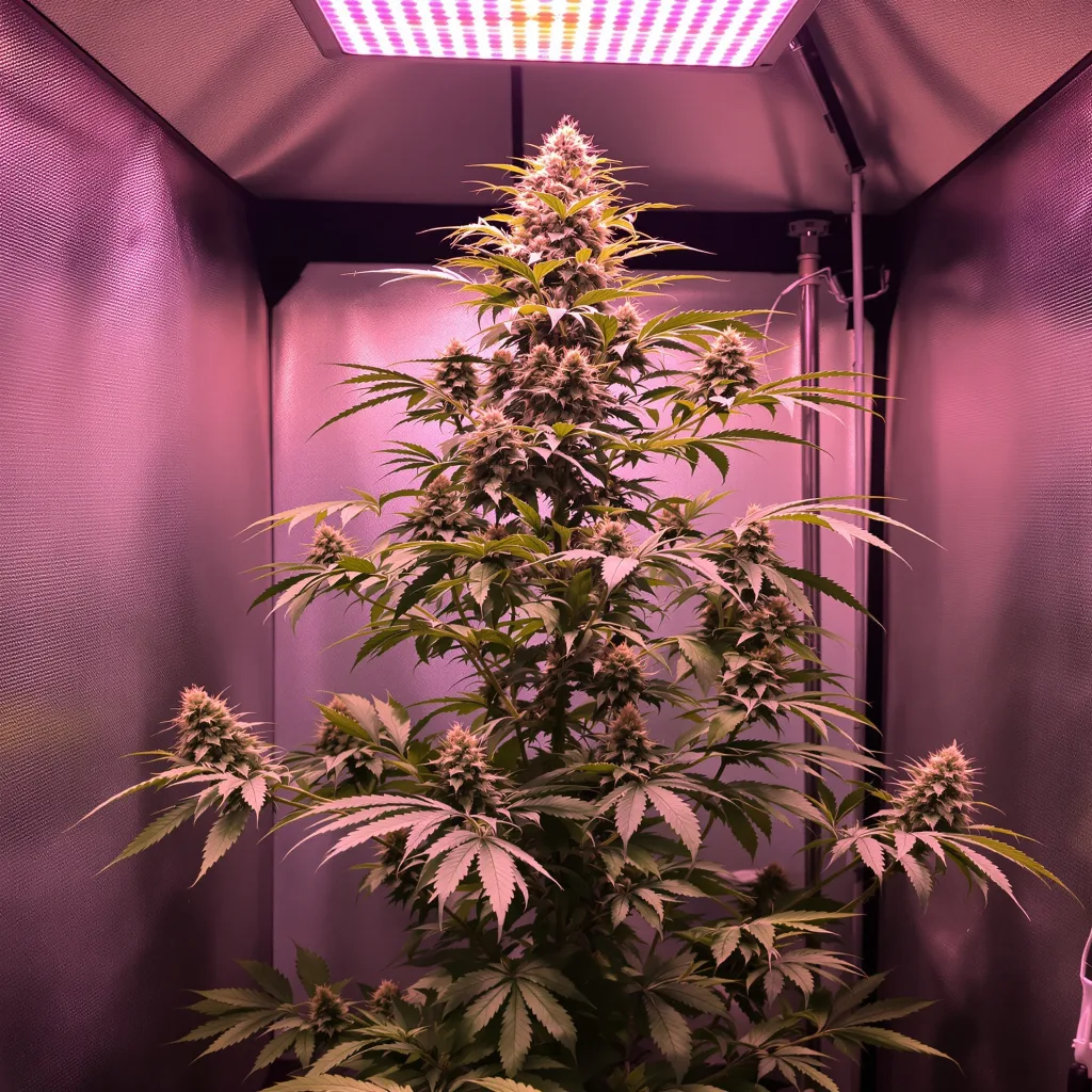 Blue Amnesia 10% indica / 90% sativa flower with visible trichomes