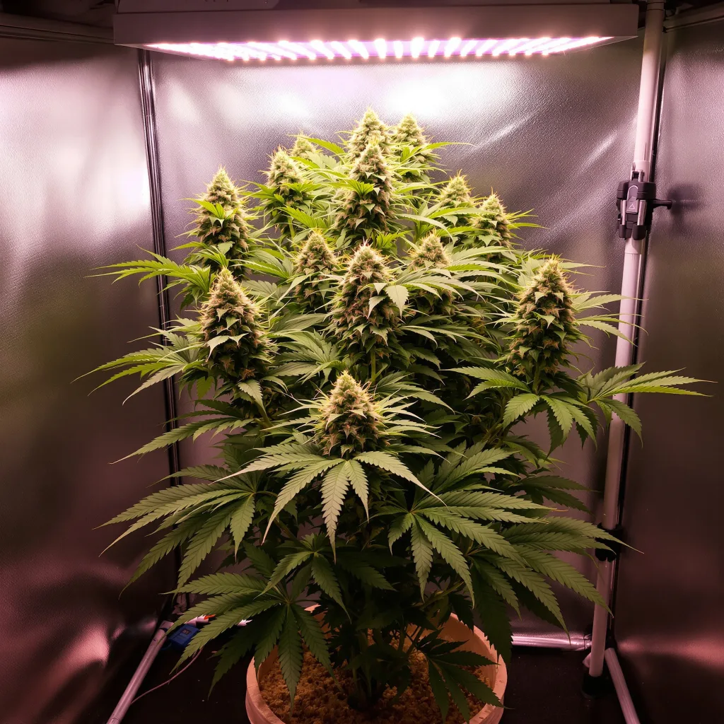 Blue Biscotti 75% indica / 25% sativa flower with visible trichomes