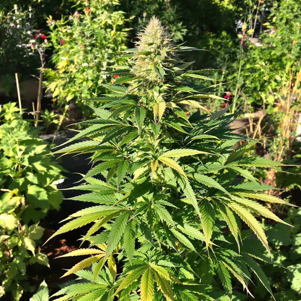 Blue Blood 72% indica / 28% sativa flower with visible trichomes