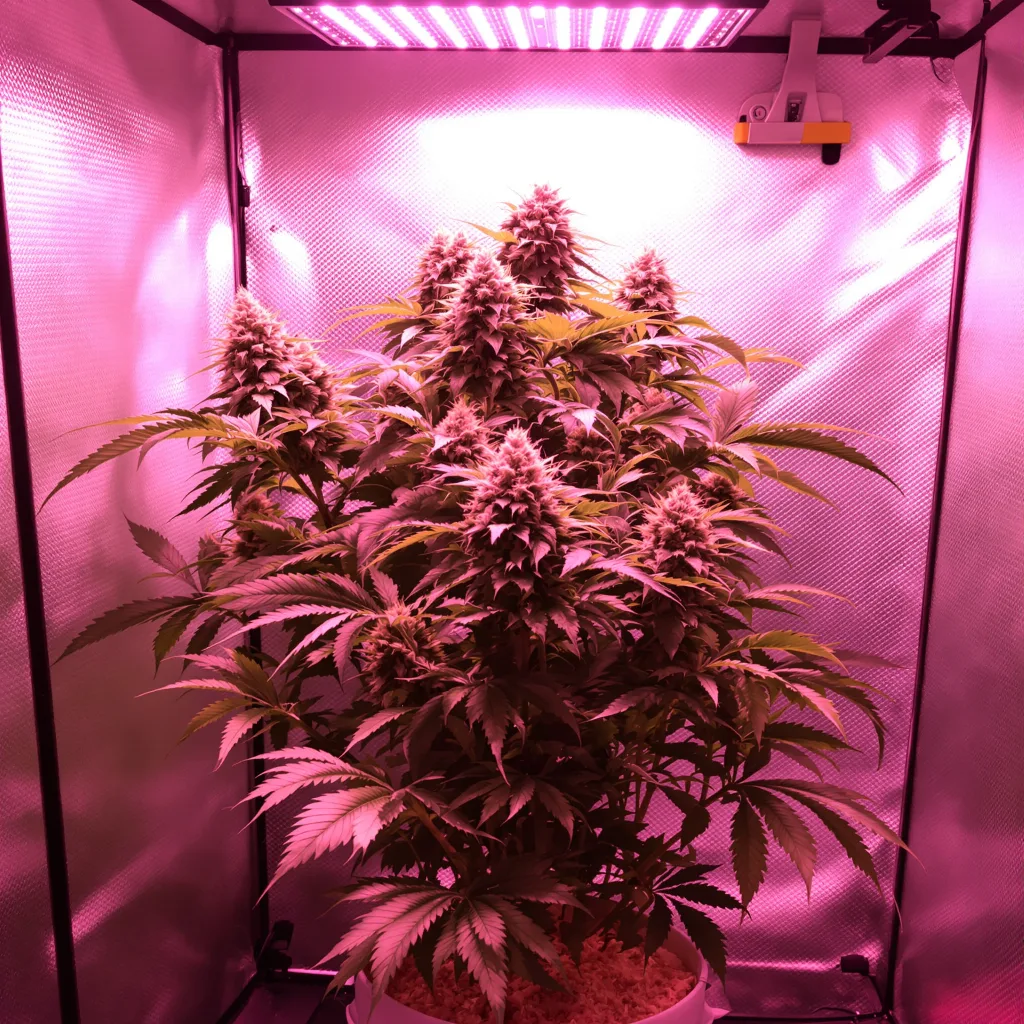 Blue Buddha 69% indica / 31% sativa flower with visible trichomes