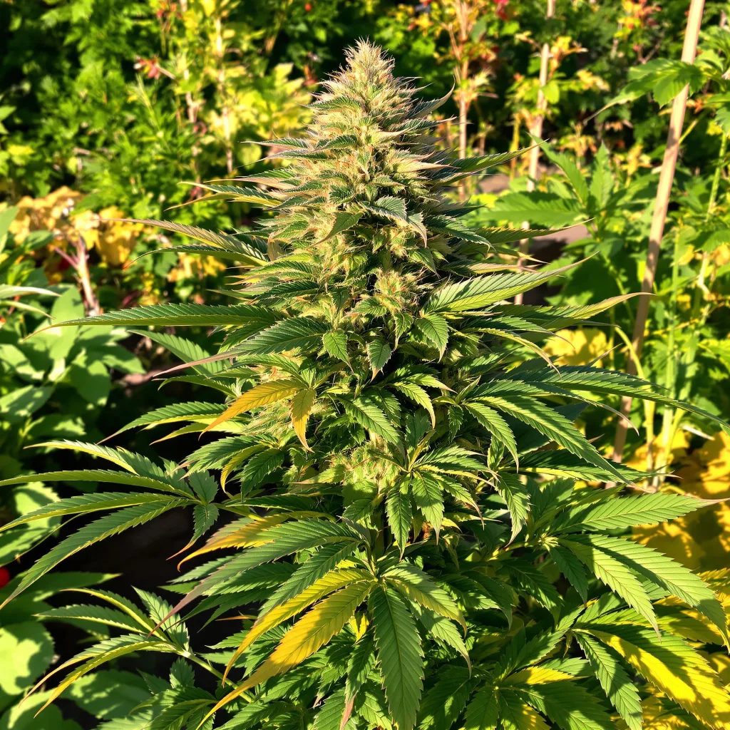 Blue Buddha 69% indica / 31% sativa flower with visible trichomes