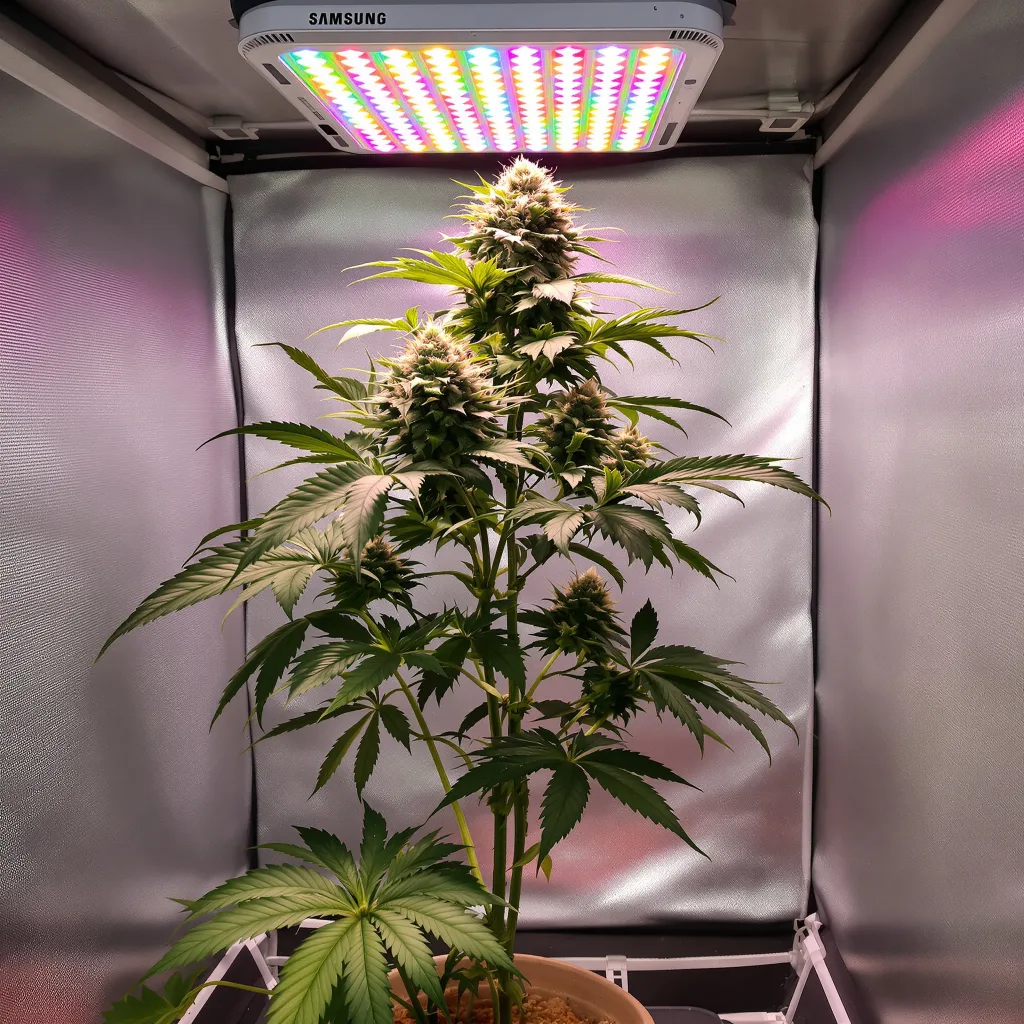 Blue Crack 77% indica / 23% sativa flower with visible trichomes