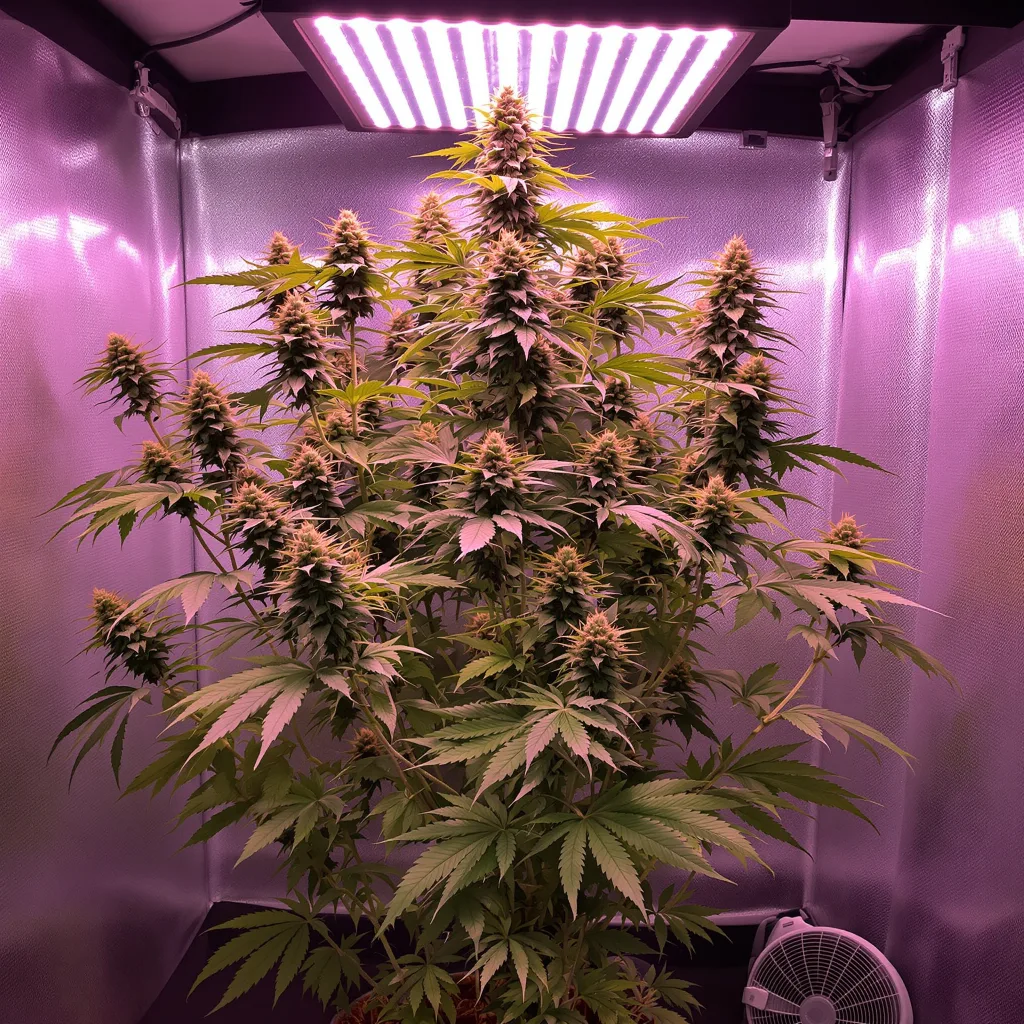 Blue Diamond 14% indica / 86% sativa flower with visible trichomes
