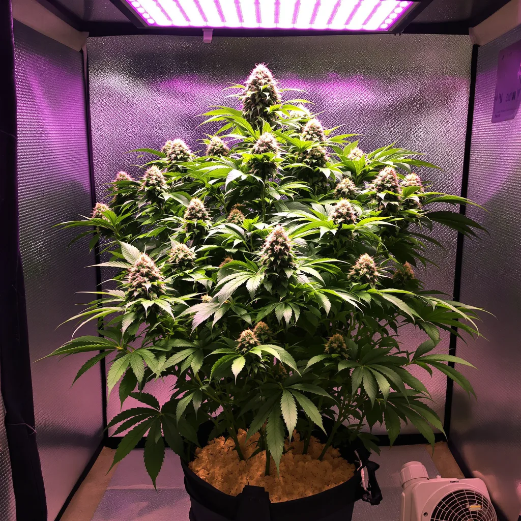 Blue Dynamite 65% indica / 35% sativa flower with visible trichomes